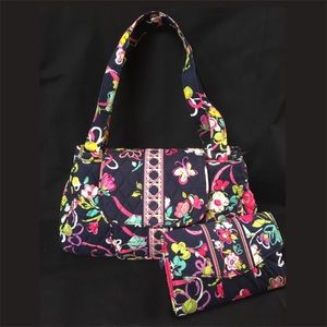 Vera Bradley Satchel & Trifold Wallet with Strap